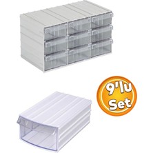 UltraMint Şeffaf Çekmeceli Organizer Kutu 9 Bölmeli Saklama ve Düzenleme