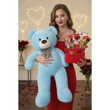 Sole Sevgililer Günü Özel: 90 cm Peluş Ayı Kırmızı Love Yazılı Tatlı Çikolata Sepeti Sevgiliye Hediye