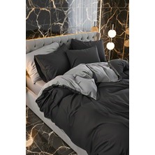 More Home  Tek Kişilik Lastikli Çarşaflı Nevresim Takımı Siyah-Antrasit