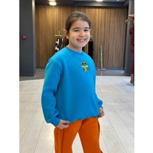 Tinyvoi Bisiklet Yaka Nakışlı 3 Iplik Şardonlu Çocuk Sweatshirt