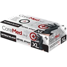 CoreMed Ekstra Kalın Nitril Siyah Plus Muayene Eldiveni XL - 1 Paket 50'li