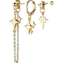 Klips Toptan Üçlü Kombin K.yıldızı Küpe