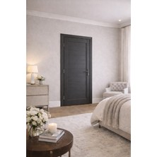 şekerdecorium Pvc Antrasit Wc ve Banyo Kapısı - Suya Dayanıklı, Nem ve Küfe Dirençli (Mastik + Vida + Kol Hediye)