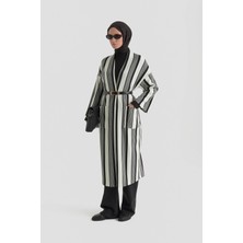 Armine Trend Hırkası Kendinden Desenli Tunikli İkili Takım Siyah 25KT6114