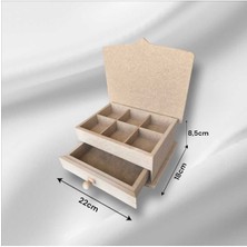 UltraMint Ahşap Bölmeli Çekmeceli Takı ve Makyaj Organizer Kutu