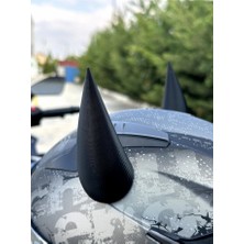Avcı Motor Motosiklet Siyah Şeytan Boynuzu Kask Dış Aksesuar