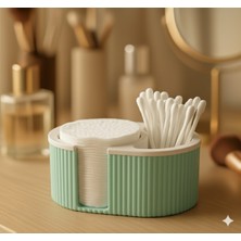 UltraMint Ahşap Görünümlü Pamuk ve Kulak Çubuğu Düzenleyici, Şık Makyaj Organizeri