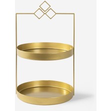 UltraMint Iki Katlı Gold Metal Organizer, Çok Amaçlı Düzenleyici, Şık ve Pratik Kullanım
