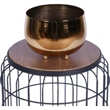 Yapay Çiçek Sitesi Metal Dekoratif Saksı 17 cm Altın