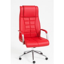 Sadık Ofis Ergonomik Başlıklı Çalışma Koltuğu – Krom Ayaklı, 360° Döner Tekerlekli Ofis Sandalyesi