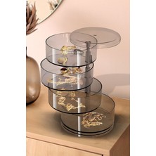 UltraMint Dönebilen Çok Katlı Silindir Organizer, Platin Renk, Takı ve Makyaj Saklama