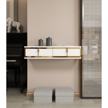 Morepp Skyt 90 cm 2 Kapaklı,raflı, Duvara Monte Dresuar Beyaz-Gümüş