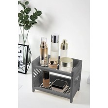 UltraMint Çift Katlı Çok Amaçlı Makyaj ve Kozmetik Organizer Seti, Antrasit