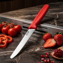Cavit Inox Sebze Bıçağı Dişli Domates Bıçağı Kırmızı