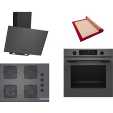 Bosch Gri 3 Lü Ankastre Set 572 ( HUA736EN0T - POP7C9P31O - DWK64PJ70T  ) 67CM Ocak - Buhar Destekli - Pişirme Matı ile