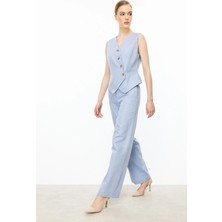 Ekol Kruvaze Yaka Kadın Mavi Yelek 04078