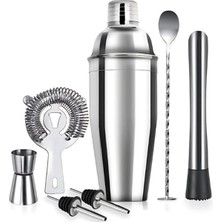 PremiumPort Profesyonel 7 Parça Kokteyl Shaker Seti, Evde ve Barlarda Kullanıma Uygun