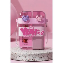 M&B Water Bottle Yeah Çift Bölmeli Suluk - Renkli Boyun Askılı Çift Içimli Okul Çocuk Suluğu Bpa Içermez