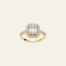 Roven Mücevher Baget Taş Detaylı Işıltılı Altın Yüzük