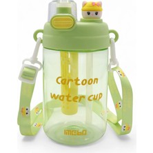 M&B Water Bottle Sevimli Figürlü ve Boyun Askılı Çocuk Matarası - 750 ml Pipetli Okul Suluğu