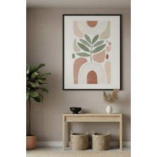 Safir Design Lüks Yeşil ve Bej Soyut Doğa Formlu Boho Duvar Sanatı | Modern Çerçeveli Tablo