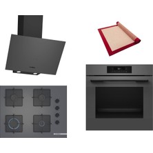 Bosch Gri 3 Lü Ankastre Set 575 ( HJG852YN0T - POP7C9P31O - DWK64PJ70T  ) 67CM Ocak - 3D Fry Hava ile Kızartma - Pişirme Matı ile