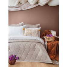 Apricitas Home Beetle Bej Çift Kişilik Yatak Örtülü Set