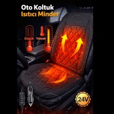 ŞüsCarOto Aksesuar Araç Içi Koltuk Isıtıcısı Traktör Kamyon Tır Isıtmalı Koltuk Minderi Çakmaklık Girişli Isı Ayarlı Tak Çalıştır Siyah 24V 1 Adet