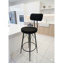 Yeni Teddy Kumaş Mila Bar Sandalyesi Siyah.75 cm Oturum Yüksekliği