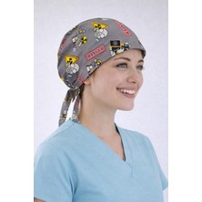 Dr. Mitra Cerrahi Bone Medikal Doktor Hemşire Hastane Bonesi Unisex -Gri Radyasyon Desen