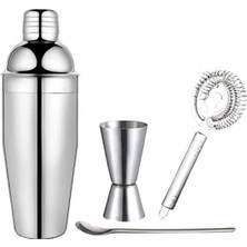 Teknotrust 4 Parça Bar Kokteyl Seti: Shaker, Jigger, Kaşık ve Süzgeç