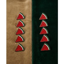 Zaytoon 10'lu Filistin Simgesi Renkli Üçgen Karpuz Dilimi Tasarımlı Metal Yaka Rozeti A300007-10