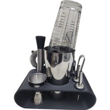 PremiumPort 10 Parça Camlı Kokteyl Seti, Stand ve Kutulu, 750 ml Shaker