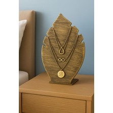 UltraMint Şık Metal Yaprak Takı Askılığı, 25 Cm, Siyah ve Sarı Patine Renk Seçenekleri