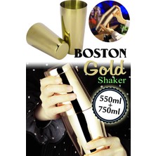 Teknotrust Çift Hazneli Gold Shaker 550ML-750ML, Profesyonel Kokteyl Karıştırıcı