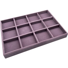 UltraMint Lila Süet Takı Çekmecesi, 12 Bölmeli, Şık ve Pratik Saklama Çözümü