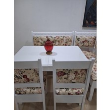 Bengi Ankara Mobilya Köşe Mutfak 90568 Tk Kayın Ahşap Sandık Açıl Masa Babyface  Çiçekli Kumaş Parlak Beyaz Lake