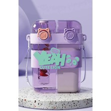 M&B Water Bottle Yeah Çift Bölmeli Suluk - Renkli Boyun Askılı Çift Içimli Okul Çocuk Suluğu Bpa Içermez