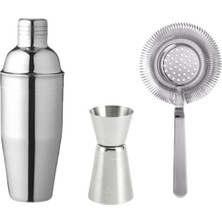 PremiumPort Paslanmaz Çelik 3'lü Bar Ekipmanı Seti, Dayanıklı ve Şık Tasarım