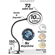 Anaway Shopping Büyüteçli Lambası, Işık ve Standlı Kısılabilir Büyüteç 8x, 3 Ayarlanabilir Renk,10 Mod Parlaklık Seviyesi, Elektronik Onarım ve Okuma Için Büyüteç Lambası