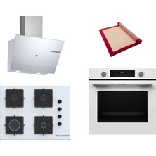 Bosch Beyaz 3 Lü Ankastre Set 581 ( HUA717BV0T - POP7C2P31O - DWK67PJ20T  ) 67CM Ocak - Buhar Destekli - Pişirme Matı ile