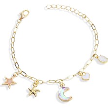 Klips Toptan Parlak Ay Detay Çoklu Obje Zincir Bileklik