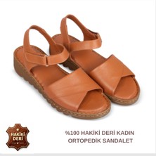 Cozi Company Kadın Hakiki Deri Ortopedik Yumuşak Tabanlı Sandalet