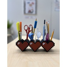 Grifon3D Oyunculara Özel Pixel Heart Health Bar Tasarımlı Çok Fonksiyonlu Kalemlik