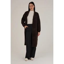 Jupe Kadın Şal Yaka Angora Dokulu Uzun Hırka