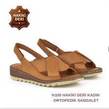 Cozi Company %100 Hakiki Deri Ortopedik Yumuşak Tabanlı Şık Günlük Sandalet