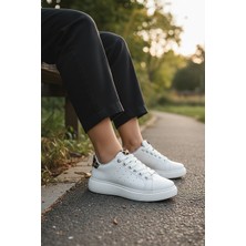 KAFKASLAR AYAKKABI Düz Kalın Ortopedik Taban Leopar Desen Kadın Sneaker Spor Ayakkabı