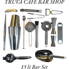 PremiumPort Profesyonel Barmen Kokteyl Seti 15 Parça, Şık ve Kullanışlı Tasarım