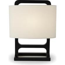 Bahar Aydınlatma Zena Siyah Ahşap Gövdeli Krem Başlıklı Modern Dekoratif Abajur