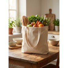 YUNUSOĞLU HOME Doğal Renk Ham Bez Bez Çanta 35X40 cm Çok Amaçlı Taşıma ve Alışveriş Çantası